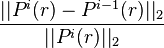  \frac{||P^{i}(r) - P^{i-1}(r)||_2}{||P^{i}(r)||_2} 