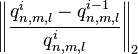  \left\|\frac{q^{i}_{n,m,l} - q^{i-1}_{n,m,l}}{q^{i}_{n,m,l}}\right\|_2 