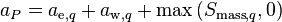  a_P = a_{\text{e},q} + a_{\text{w},q} + \text{max}\left(S_{\text{mass},q},0\right) 