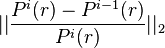  ||\frac{P^{i}(r) - P^{i-1}(r)}{P^{i}(r)}||_2 